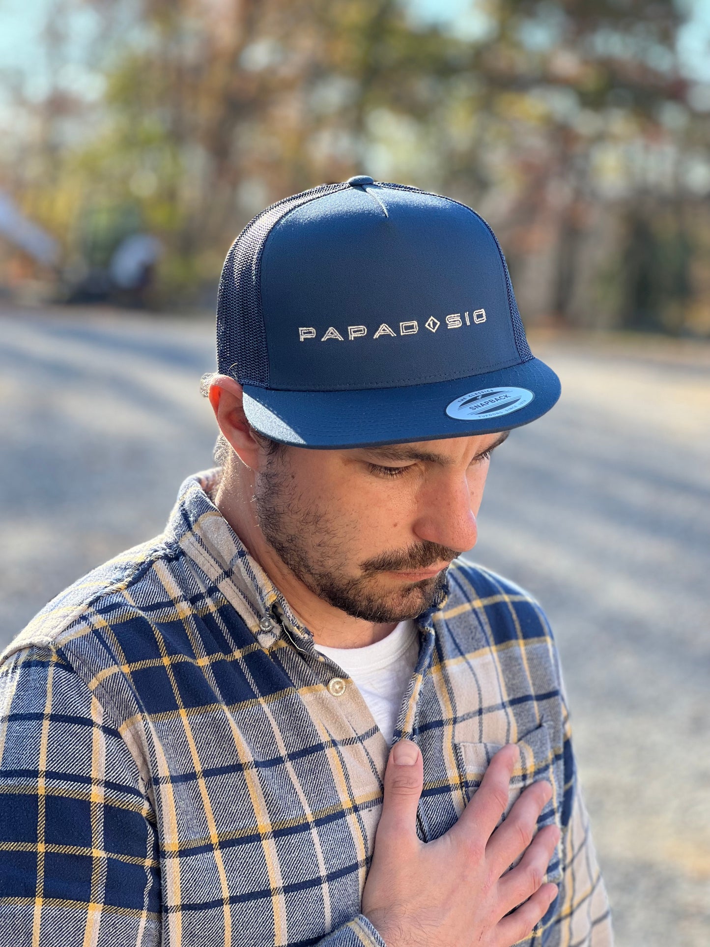 Papadosio Embroidered Navy Trucker Hat